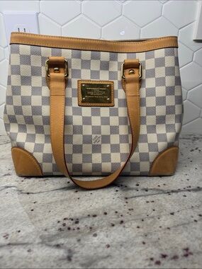 Authentic Louis Vuitton Damier Azur Hampstead PM Tote Bag